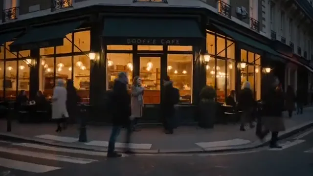 An evening outside the café
