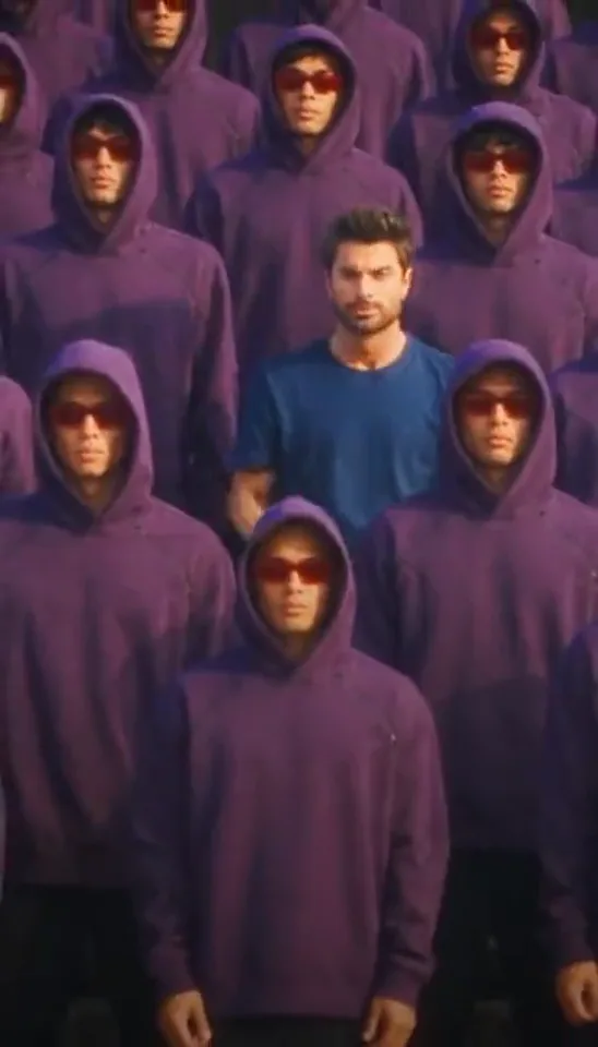 One dancer in a crowd of doubles