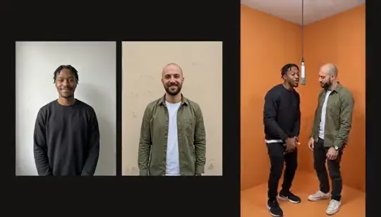 Two separate photos. The same studio.
