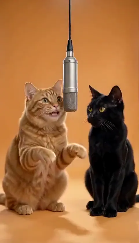 Two cats take the mic
