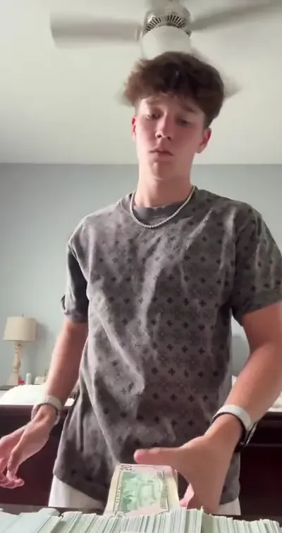 One face, upper body, hands free. — Whole room