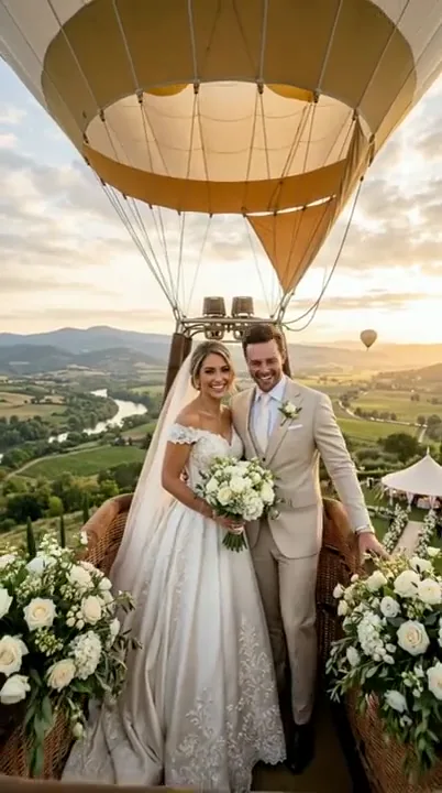 Above the landscape in a balloon